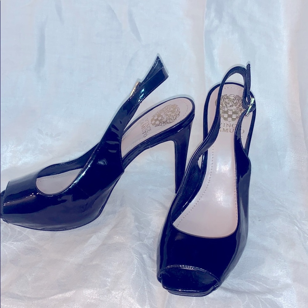 Vince Camuto peep toe sling back patent leather